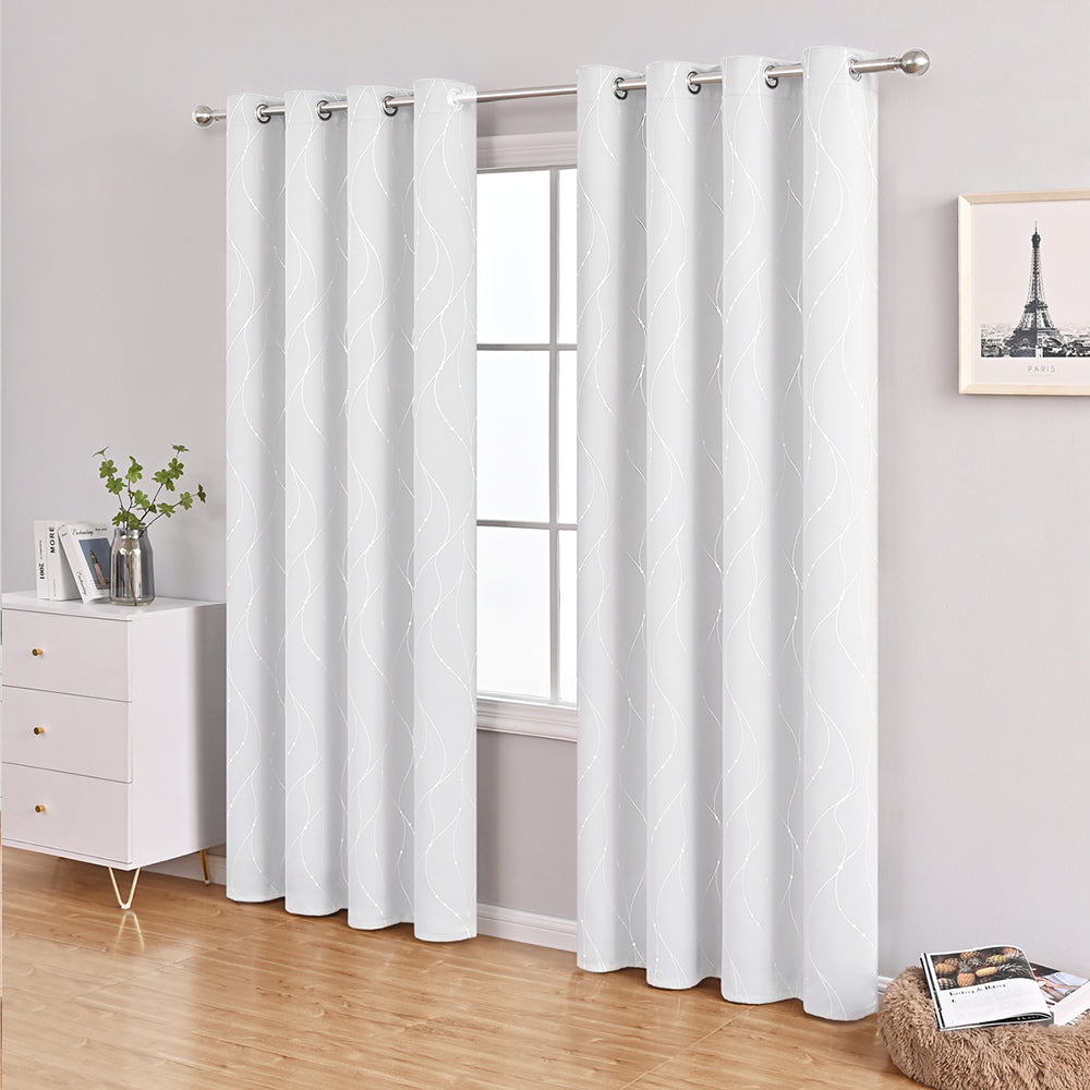 Modern Wave and Dots Pattern Thermal Blackout Curtain