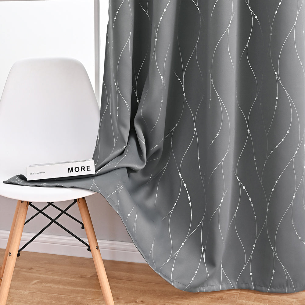 Modern Wave and Dots Pattern Thermal Blackout Curtain