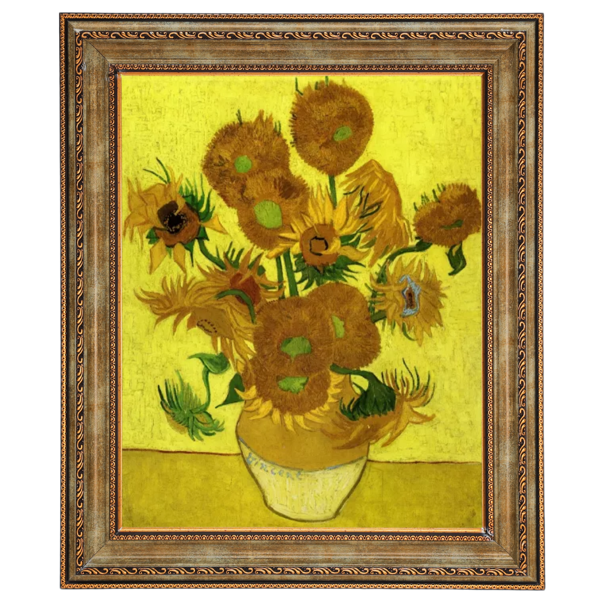 Zonnebloemen- Metalen kunst Olieverfschilderij