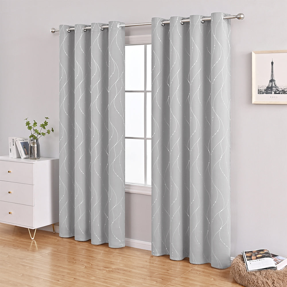 Modern Wave and Dots Pattern Thermal Blackout Curtain