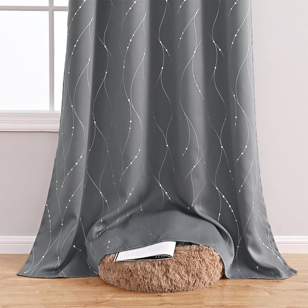 Modern Wave and Dots Pattern Thermal Blackout Curtain