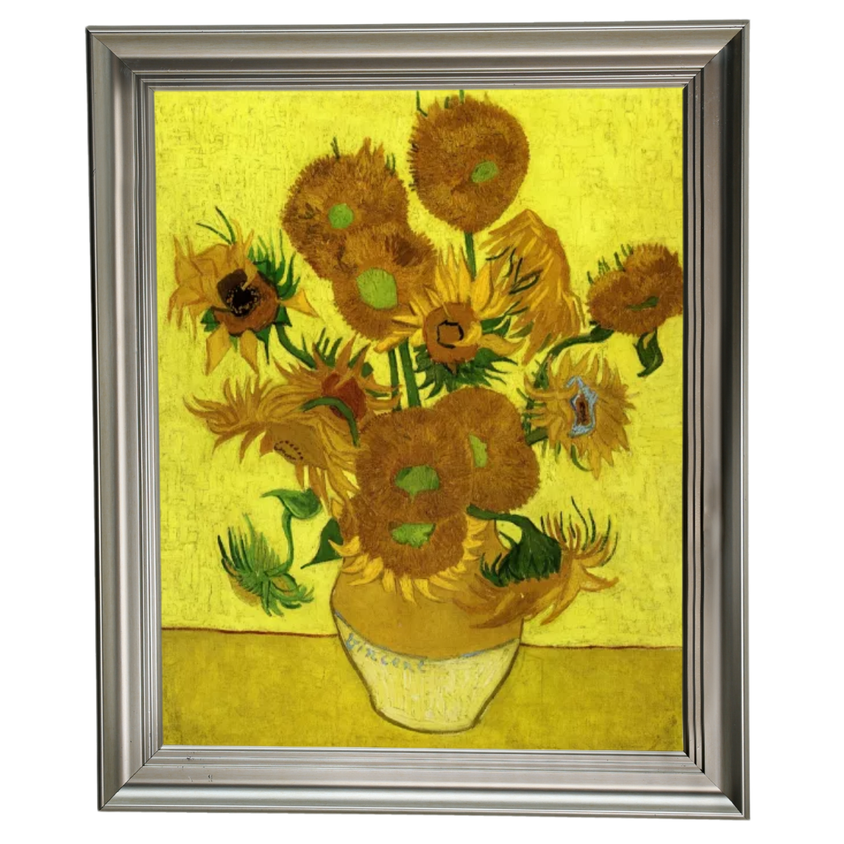 Zonnebloemen- Metalen kunst Olieverfschilderij