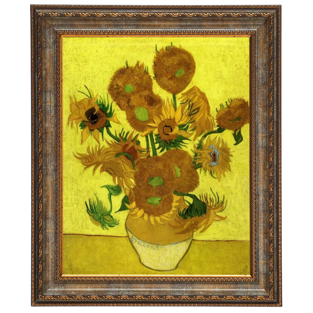 Zonnebloemen- Metalen kunst Olieverfschilderij