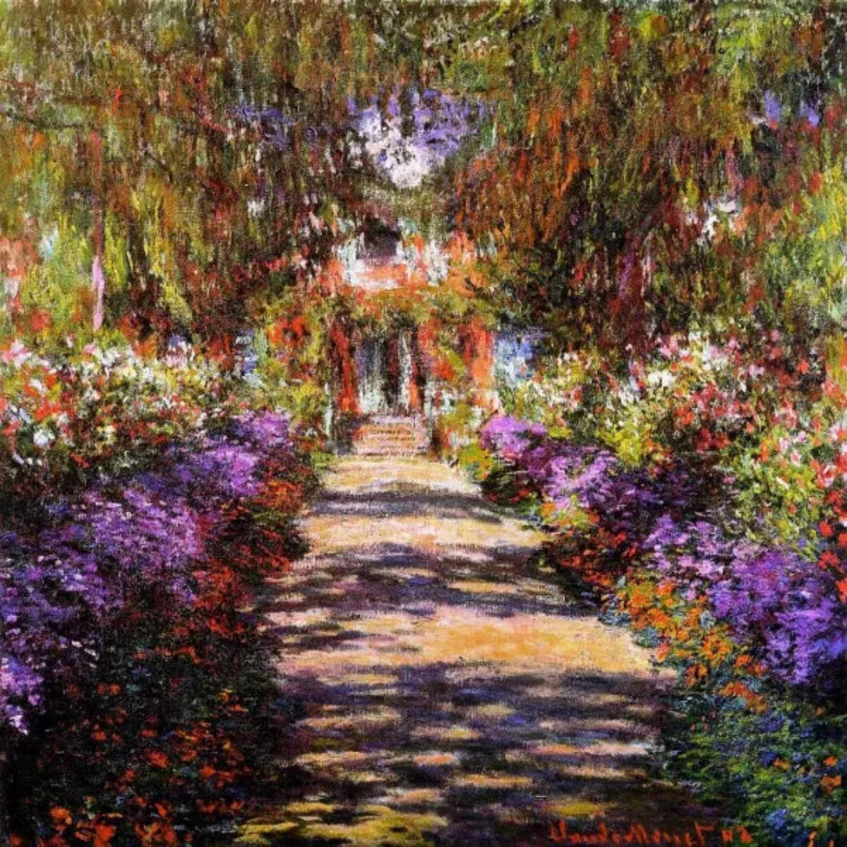 Pad in Monets Garden in Giverny- Vintage Olieverfschilderij