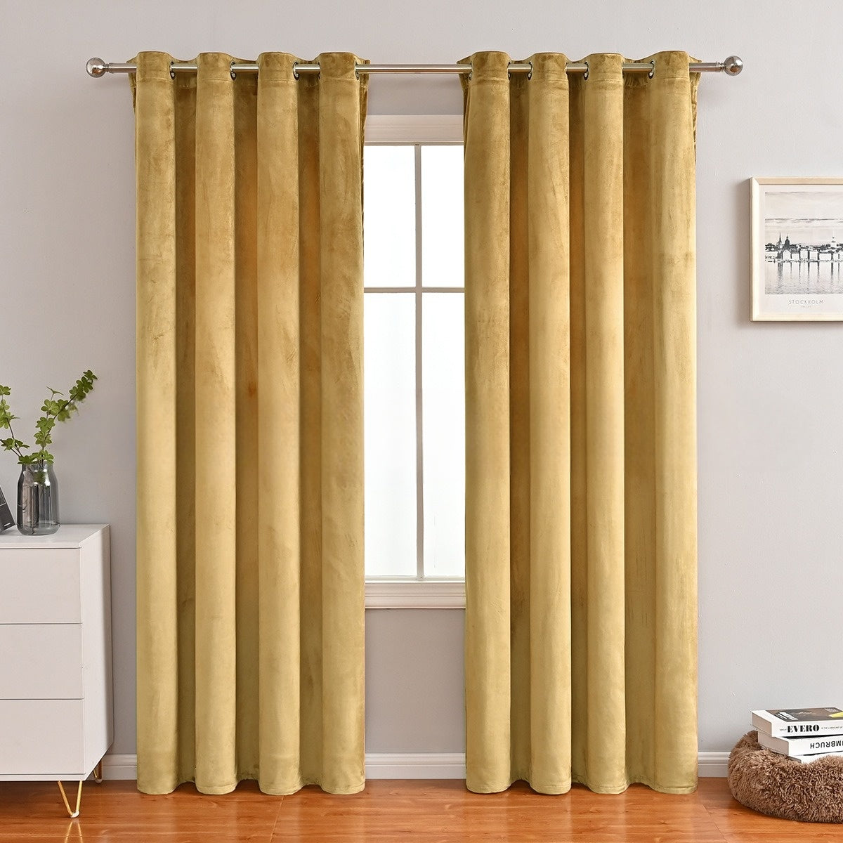 Modern Velvet Solid Colorful Blackout Thermal Curtains