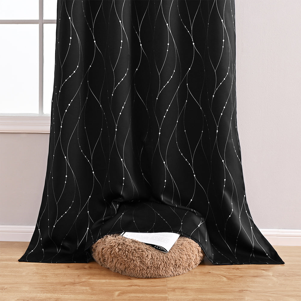 Modern Wave and Dots Pattern Thermal Blackout Curtain