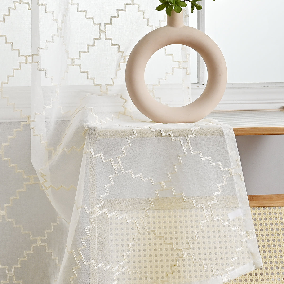 Modern Wave Diamond Sheer Curtains