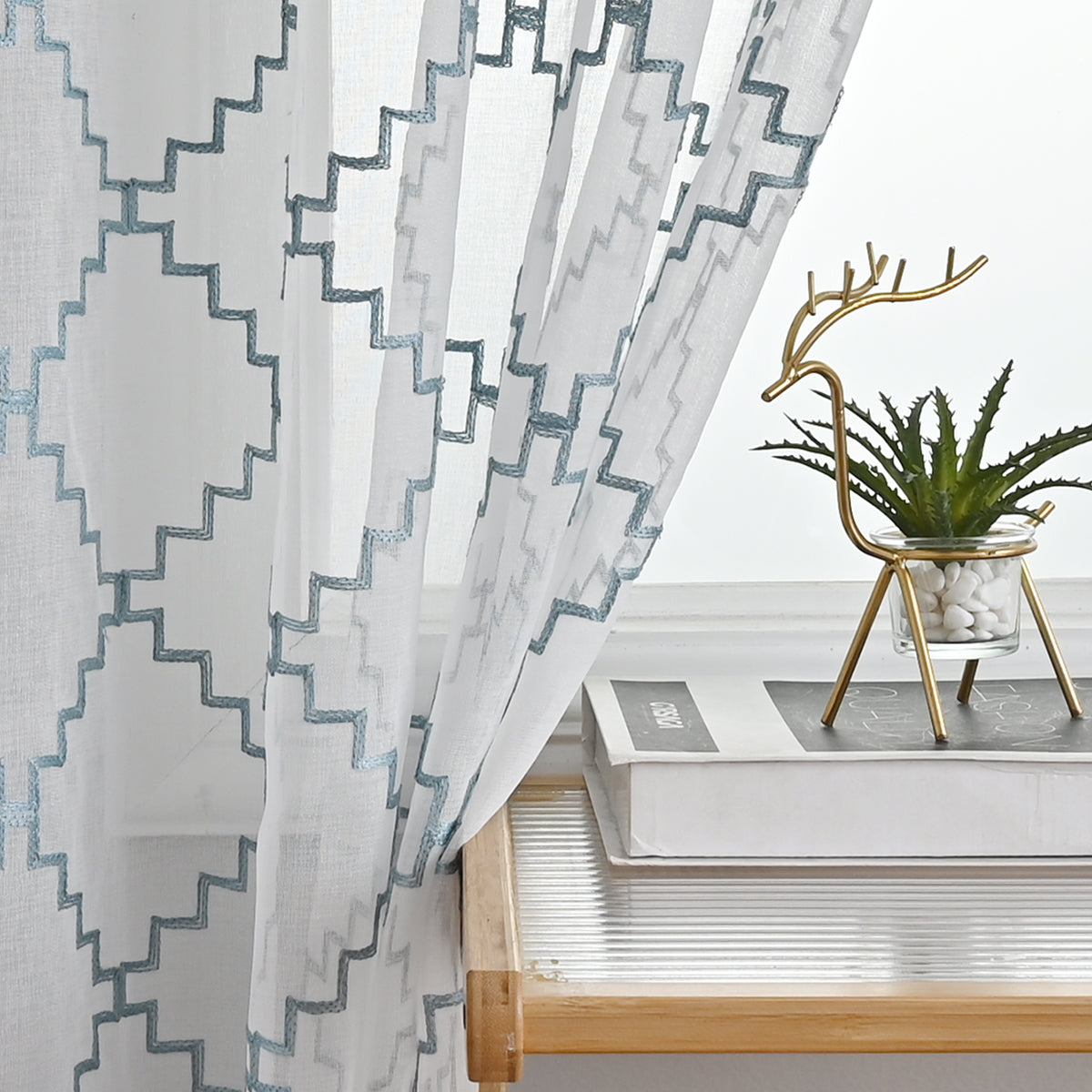 Modern Wave Diamond Sheer Curtains