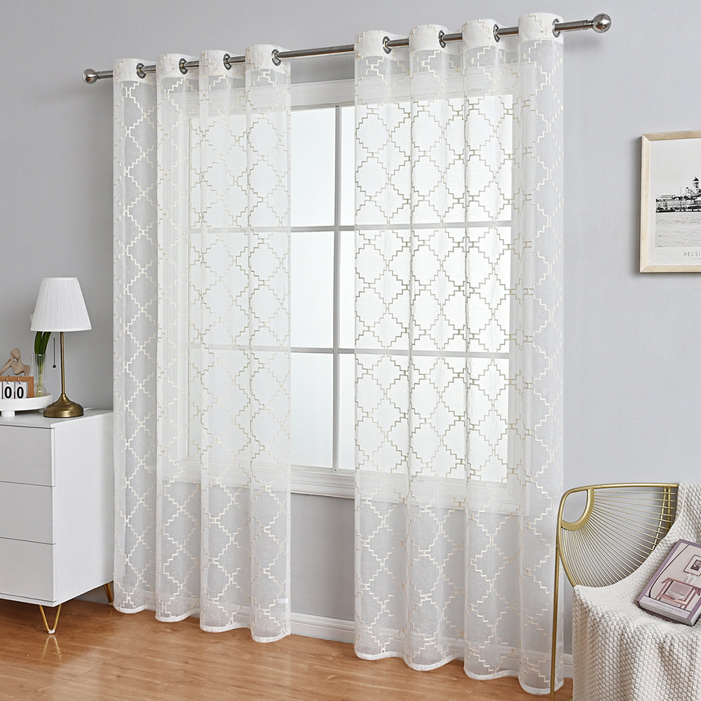 Modern Wave Diamond Sheer Curtains