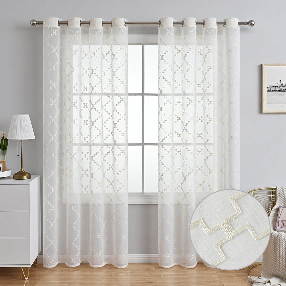 Modern Wave Diamond Sheer Curtains