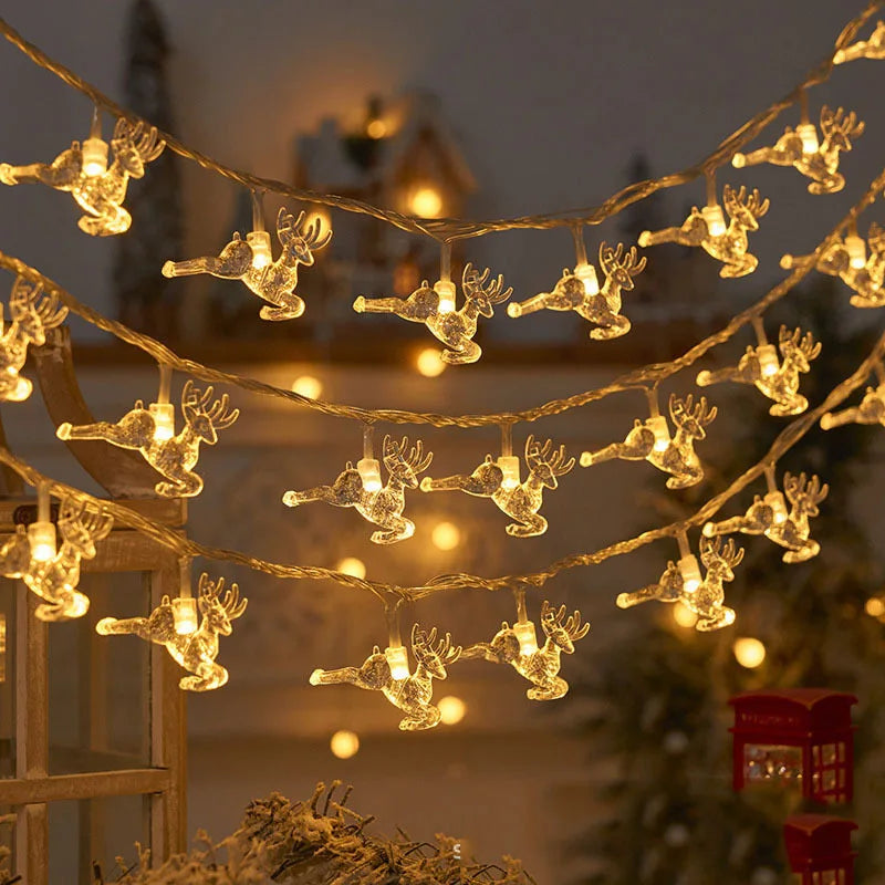 Kerst LED Sneeuwvlok & Rendier Lichtjes – 3 meter, 20 Lampjes voor een Magische Feestsfeer