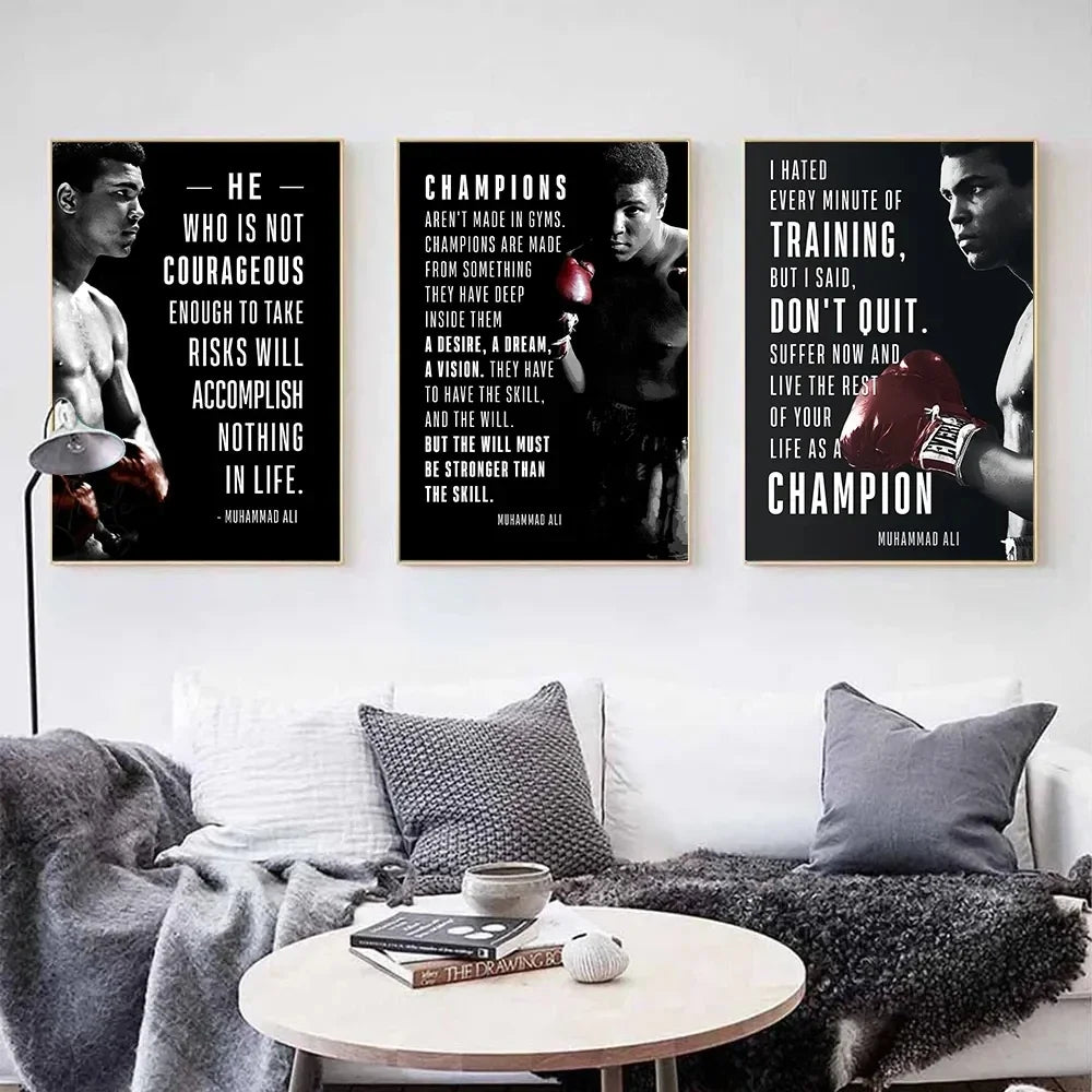 Champions' Motivation: Iconische Wall Art voor Onverschrokken Doorzetters