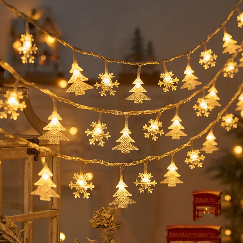 Kerst LED Sneeuwvlok & Rendier Lichtjes – 3 meter, 20 Lampjes voor een Magische Feestsfeer