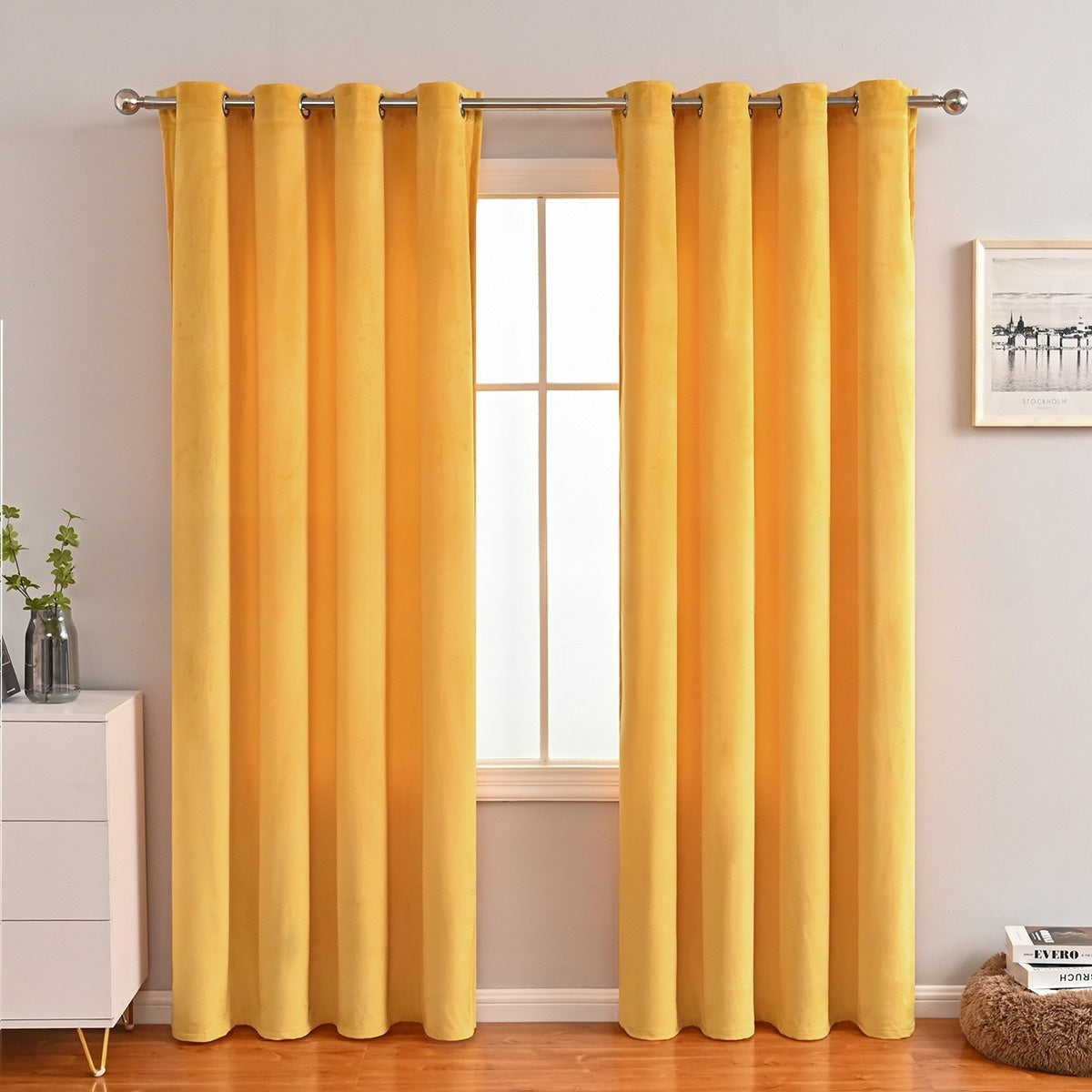 Modern Velvet Solid Colorful Blackout Thermal Curtains