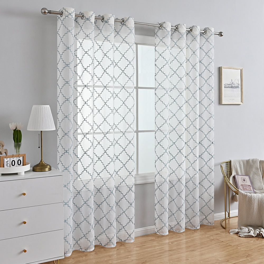 Modern Wave Diamond Sheer Curtains